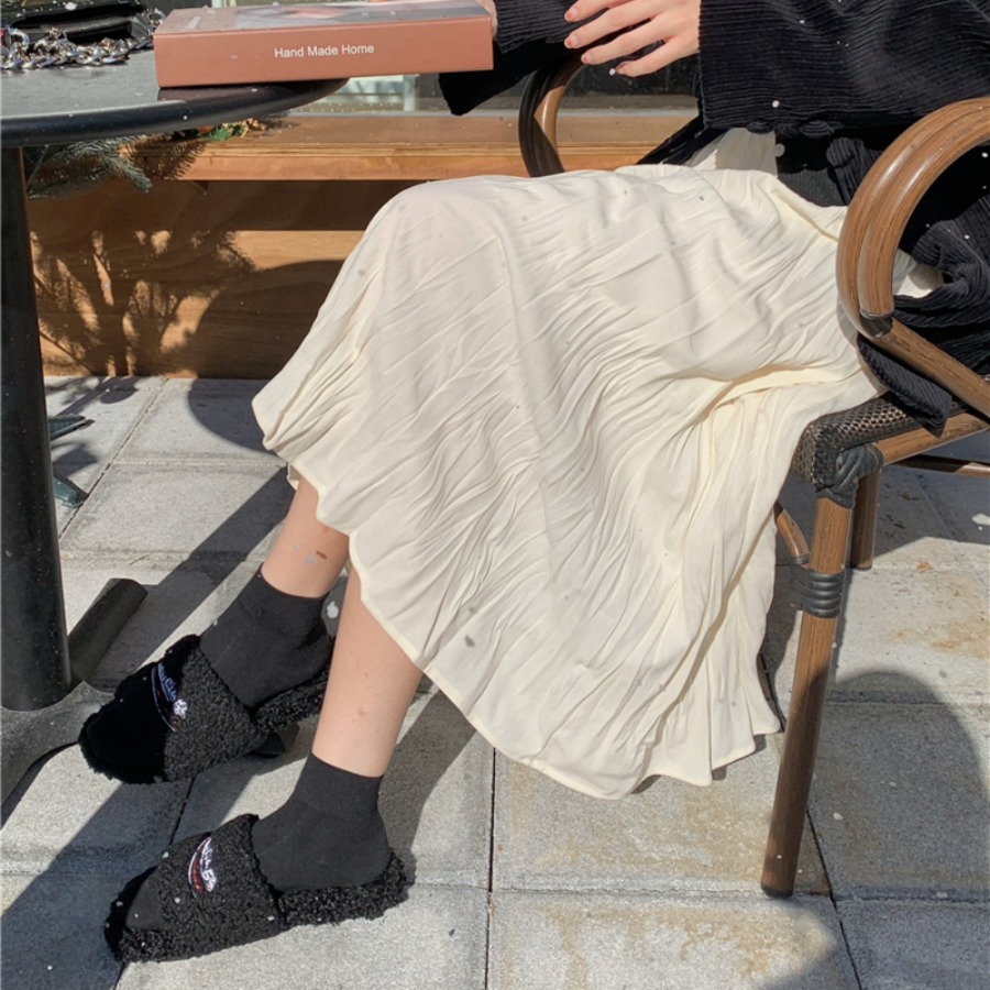 Плиссированная длинная юбка с эластичным поясом