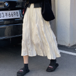 Плиссированная длинная юбка с эластичным поясом