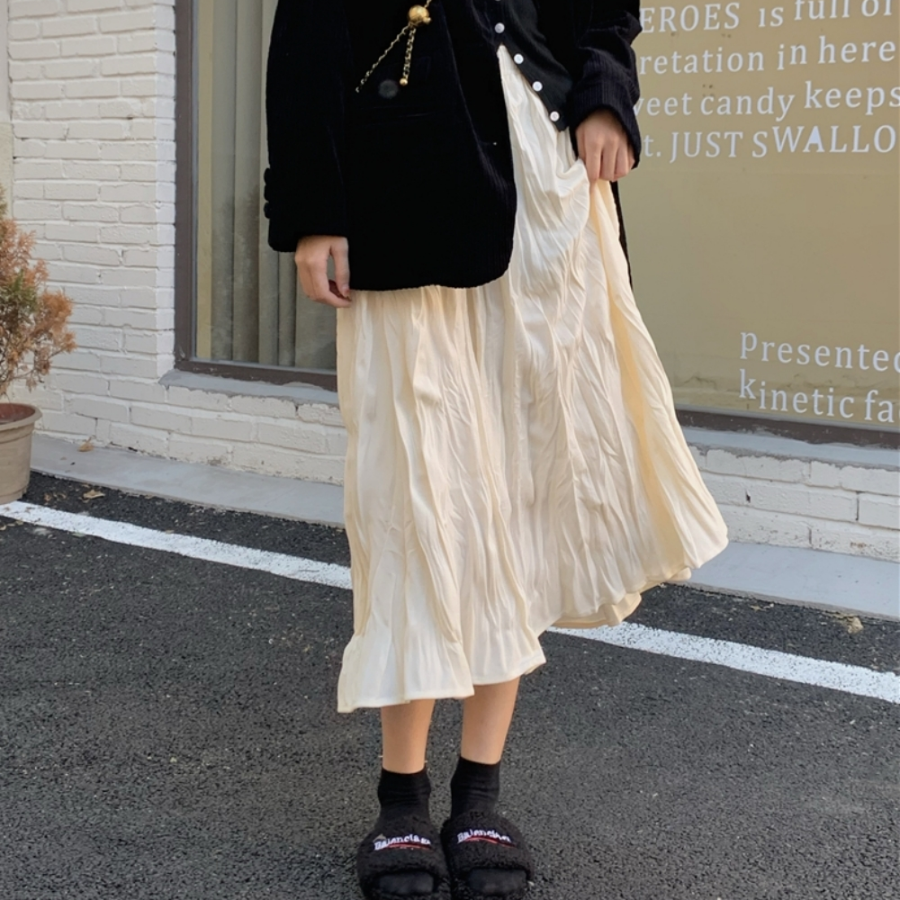 Плиссированная длинная юбка с эластичным поясом