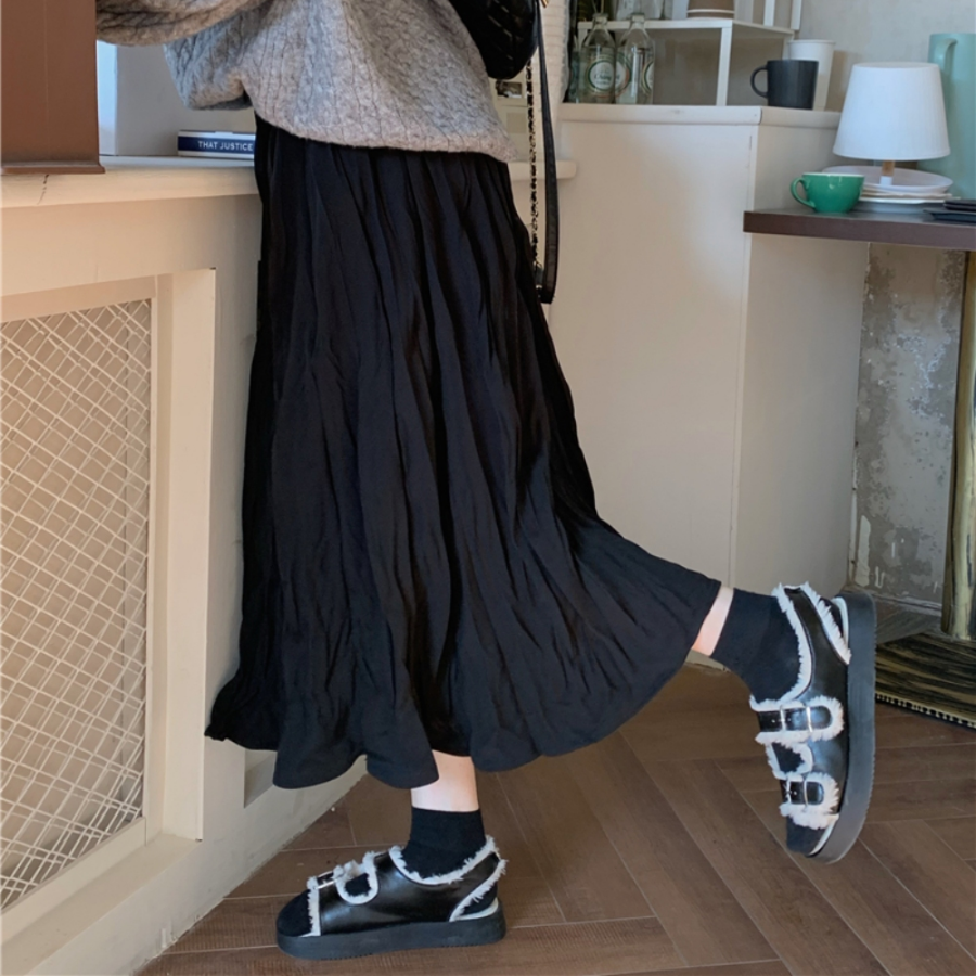 Плиссированная длинная юбка с эластичным поясом