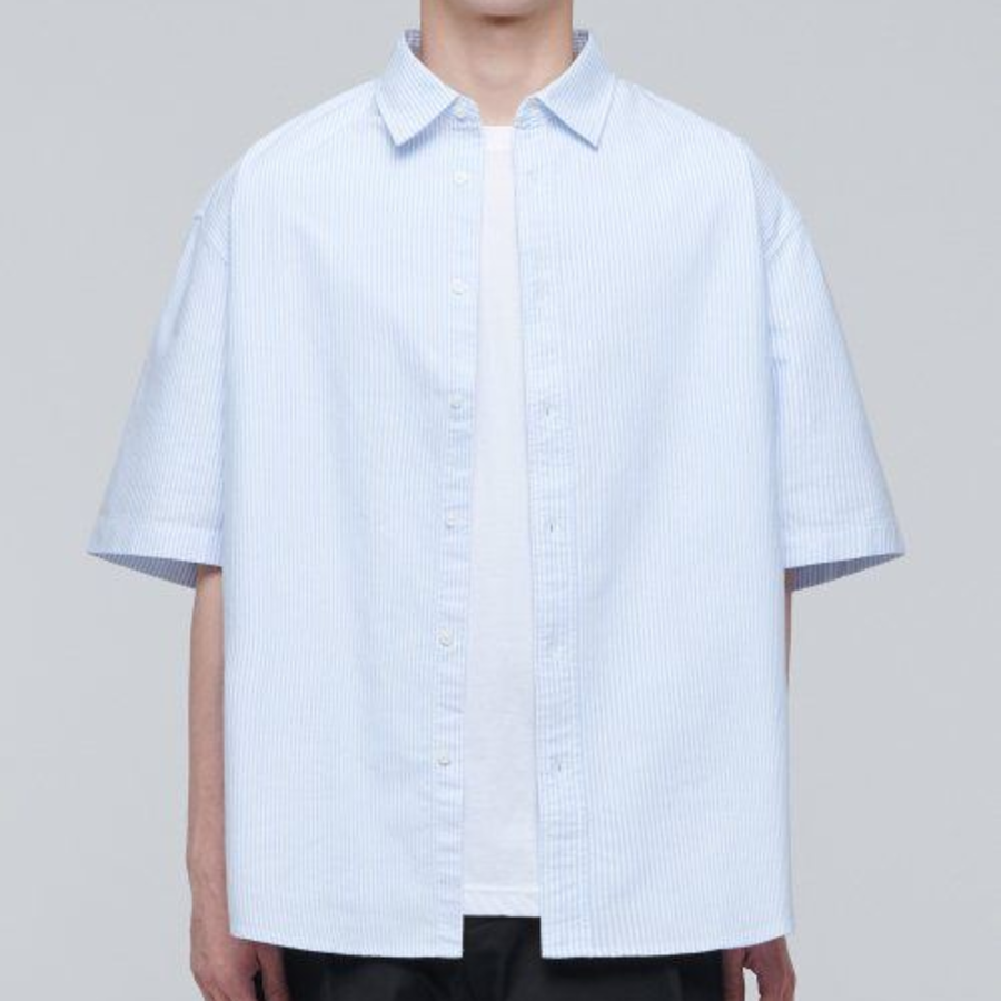 Musinsa Standard Oversized Oxford Short Sleeve Shirt – Blue
