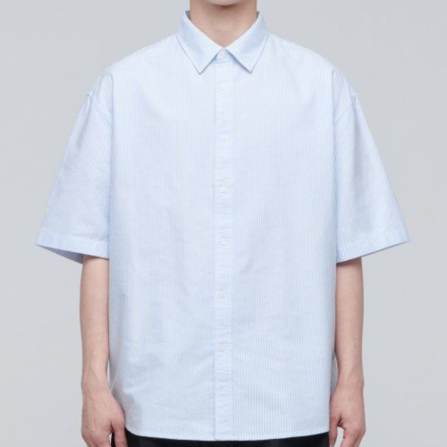 Musinsa Standard Oversized Oxford Short Sleeve Shirt – Blue