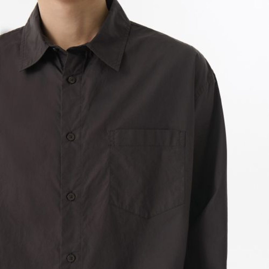 Musinsa Standard Relaxed Soft Poplin Long Sleeve Shirt – Charcoal Grey