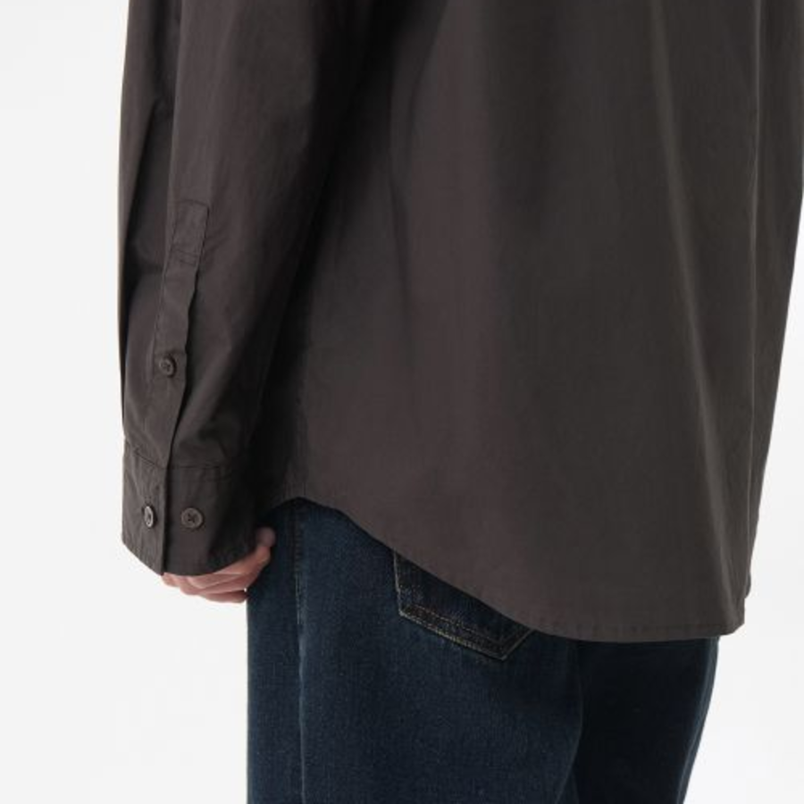 Musinsa Standard Relaxed Soft Poplin Long Sleeve Shirt – Charcoal Grey