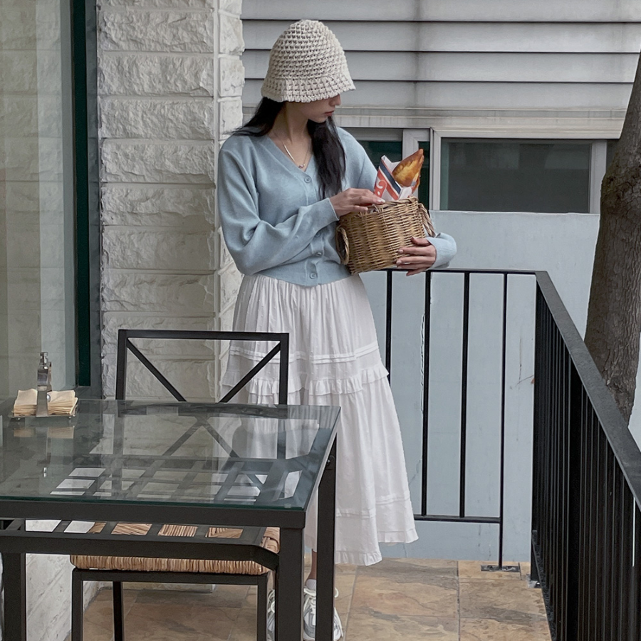 Воздушная длинная юбка с каскадными воланами