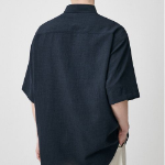 Musinsa Standard Relaxed Linen-Like Short Sleeve Shirt – Navy