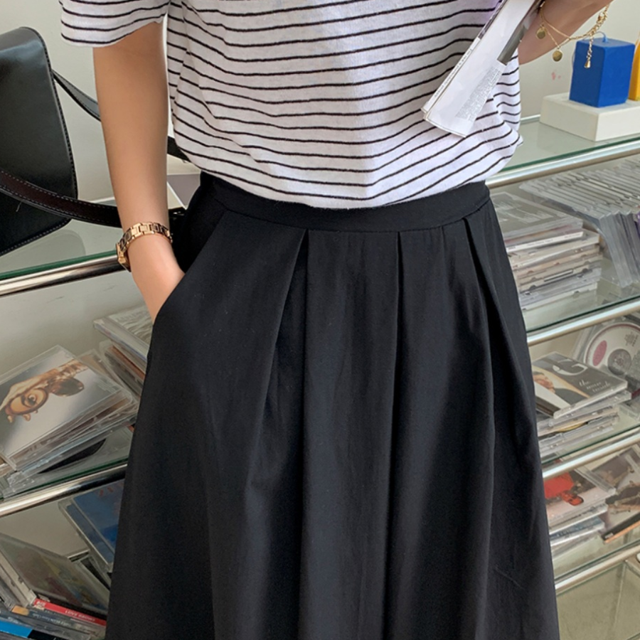 Расклешённая длинная юбка с пинтами