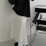 Ажурная длинная юбка с кружевом и эластичной спинкой