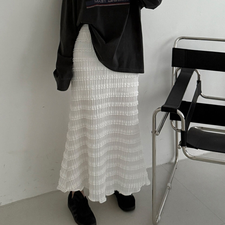 Ажурная длинная юбка с кружевом и эластичной спинкой