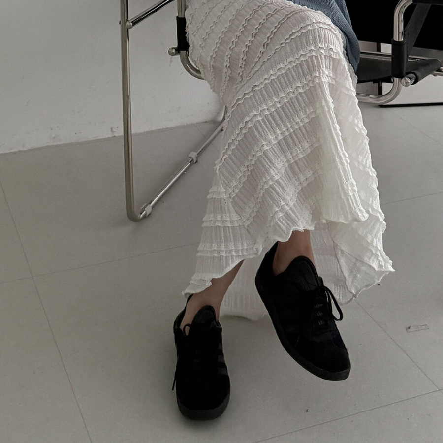 Ажурная длинная юбка с кружевом и эластичной спинкой