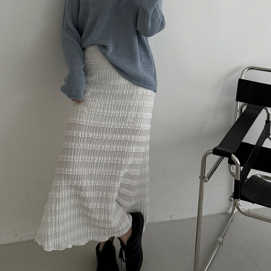 Ажурная длинная юбка с кружевом и эластичной спинкой