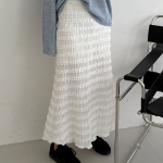 Ажурная длинная юбка с кружевом и эластичной спинкой