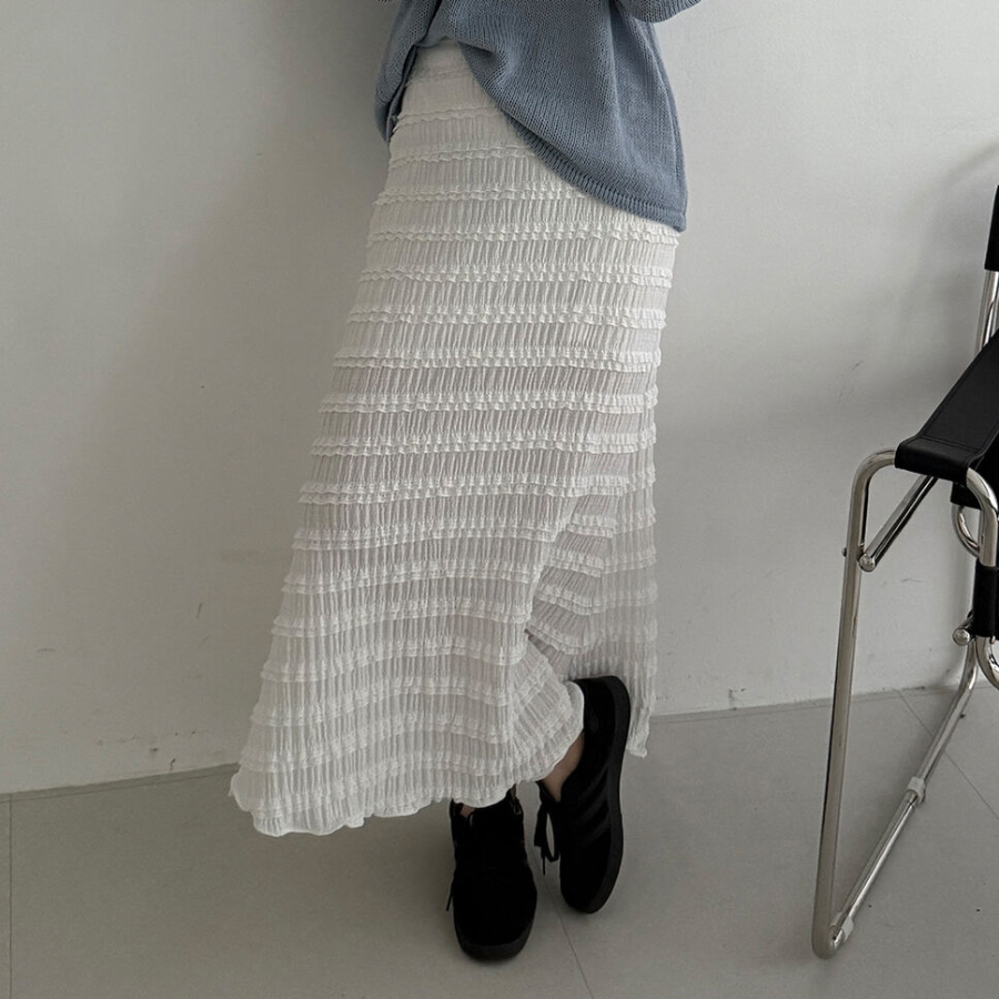 Ажурная длинная юбка с кружевом и эластичной спинкой