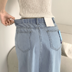 Длинная джинсовая юбка с задней резинкой и свободным кроем