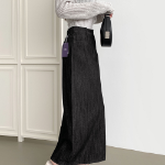 Длинная джинсовая юбка с задней резинкой и свободным кроем