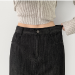 Длинная джинсовая юбка с задней резинкой и свободным кроем