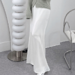 Длинная однотонная сатиновая юбка с высокой посадкой и задней резинкой