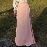Свободный размер-Розовый-Макси юбки