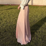 Длинная однотонная сатиновая юбка с высокой посадкой и задней резинкой