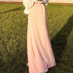 Длинная однотонная сатиновая юбка с высокой посадкой и задней резинкой