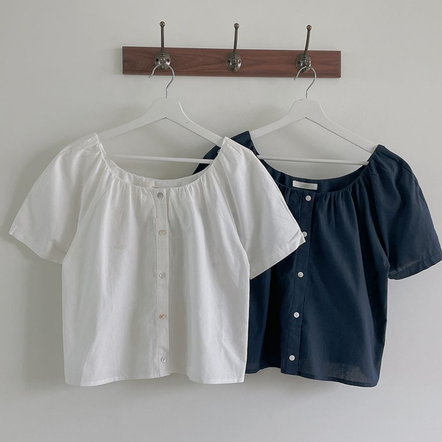 Morgan – блузка Square Button Linen Short-Sleeve Blouse