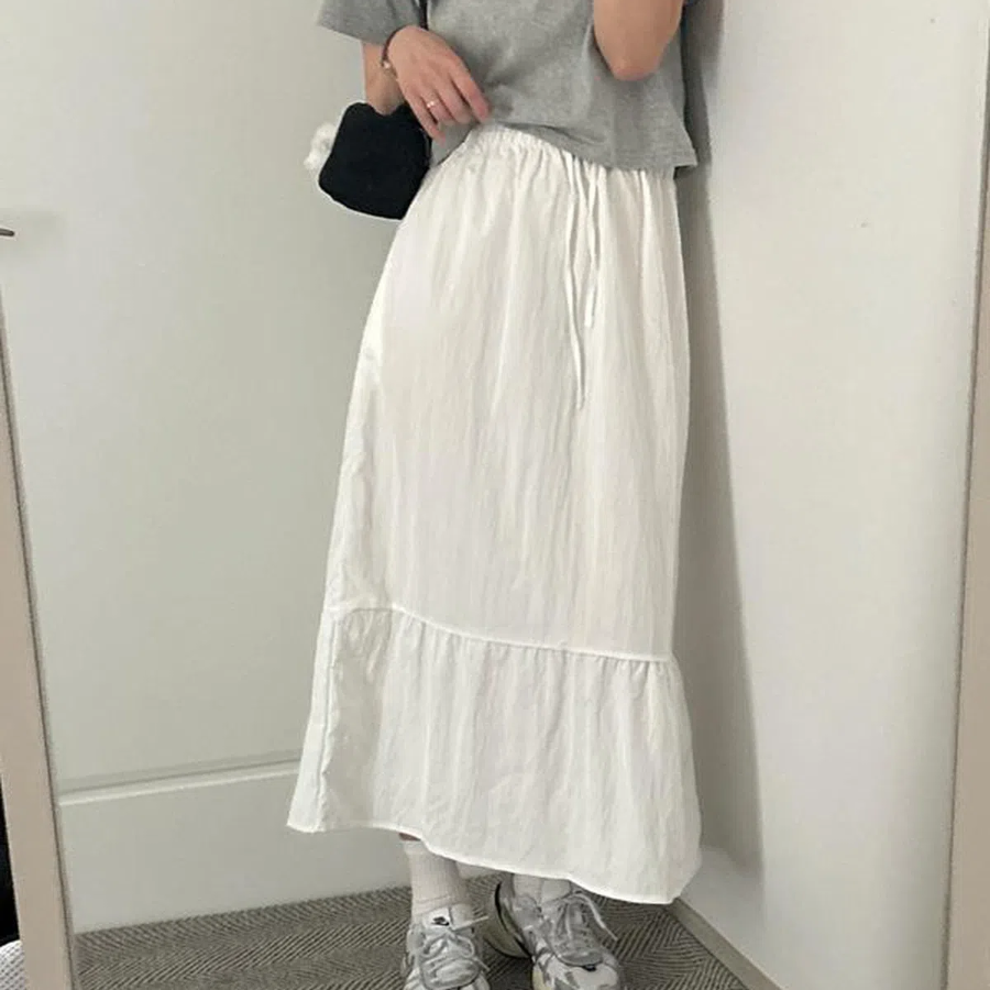 Длинная хлопковая юбка с ярусами и эластичным поясом