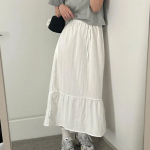 Длинная хлопковая юбка с ярусами и эластичным поясом