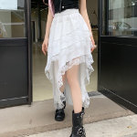 Длинная юбка с ярусами, кружевом и асимметричным кроем на резинке