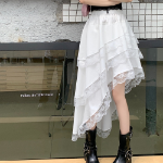 Длинная юбка с ярусами, кружевом и асимметричным кроем на резинке