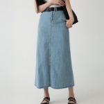 Летняя макси-юбка из денима с разрезом сзади