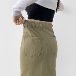 Длинная хлопковая юбка H-силуэта с разрезом и эластичной спинкой