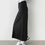 Длинная хлопковая юбка H-силуэта с разрезом и эластичной спинкой