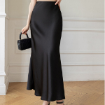 Длинная атласная юбка A-силуэта с высокой посадкой и скрытой резинкой