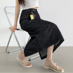 Летняя охлаждающая джинсовая юбка H-силуэта с разрезом сзади и эффектом "non-fade"