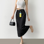 Летняя охлаждающая джинсовая юбка H-силуэта с разрезом сзади и эффектом "non-fade"