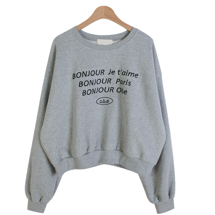Bonjour Embroidered Fleece Sweatshirt T