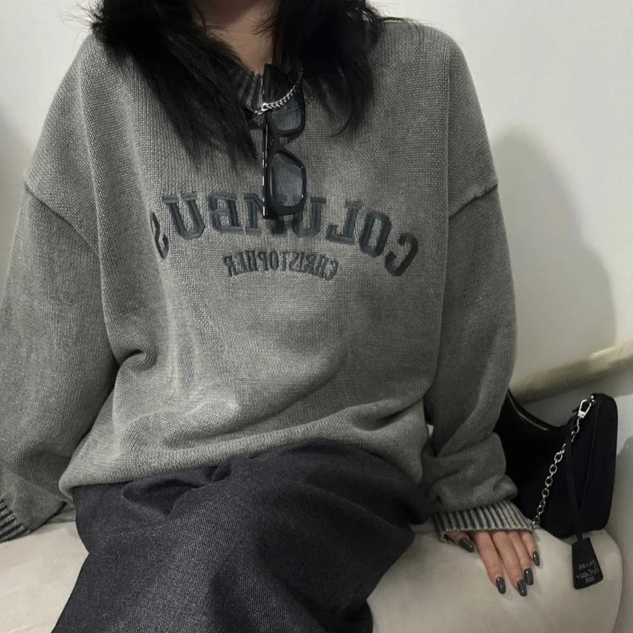 Pigment Columbus Embroidered Sweatshirt