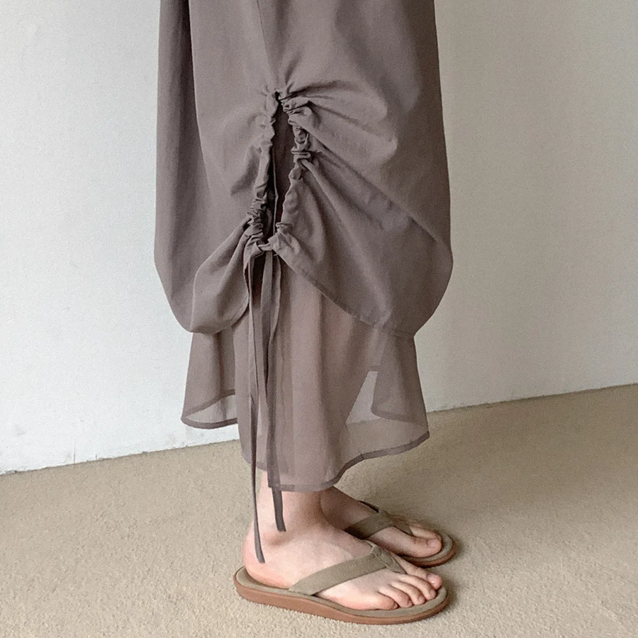 Длинная многослойная юбка с драпировкой