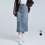 Длинная джинсовая юбка с винтажной стиркой и базовым дизайном