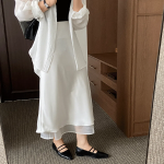 Длинная атласная юбка с полупрозрачным верхним слоем и эластичным поясом