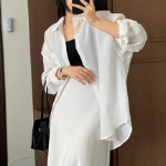 Длинная атласная юбка с полупрозрачным верхним слоем и эластичным поясом