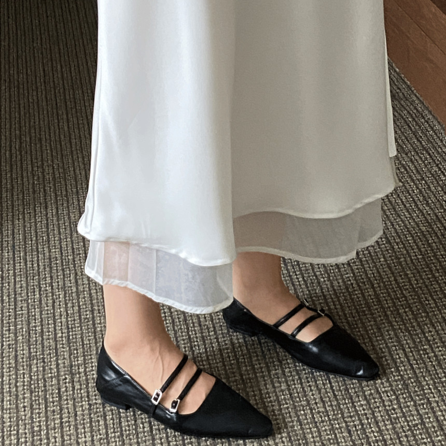 Длинная атласная юбка с полупрозрачным верхним слоем и эластичным поясом