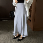 Свободный размер-Небесно-голубой-Макси юбки