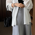 Длинная атласная юбка с полупрозрачным верхним слоем и эластичным поясом