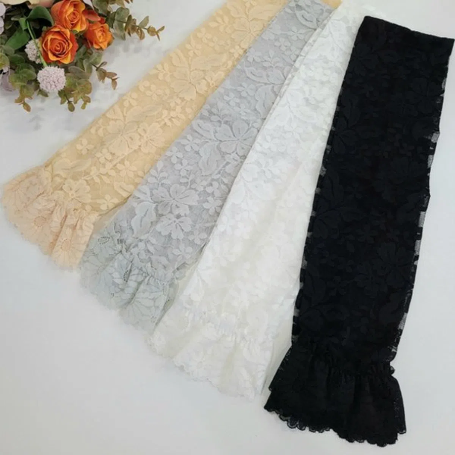 Женские Длинные Нарукавники с Цветочным Кружевом и Фестонами — стильная защита от солнца