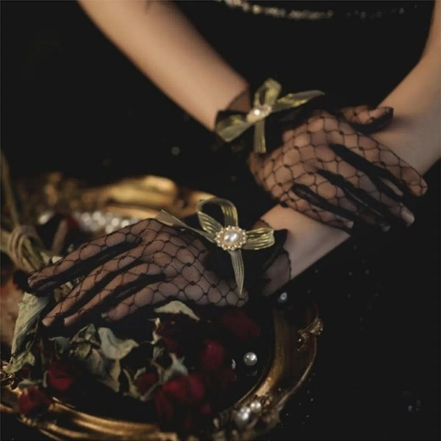 Женские Перчатки с Волнистым Кружевом и Бантиком — изысканный аксессуар для свадеб и торжеств