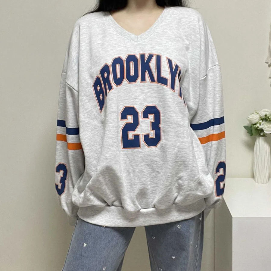 Brooklyn 23 V-Neck Cotton Sweatshirt