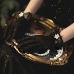 Женские Перчатки с Леопардовым Кружевом, Жемчужинами и Бантиком — смелый акцент для вечеринок и свадеб