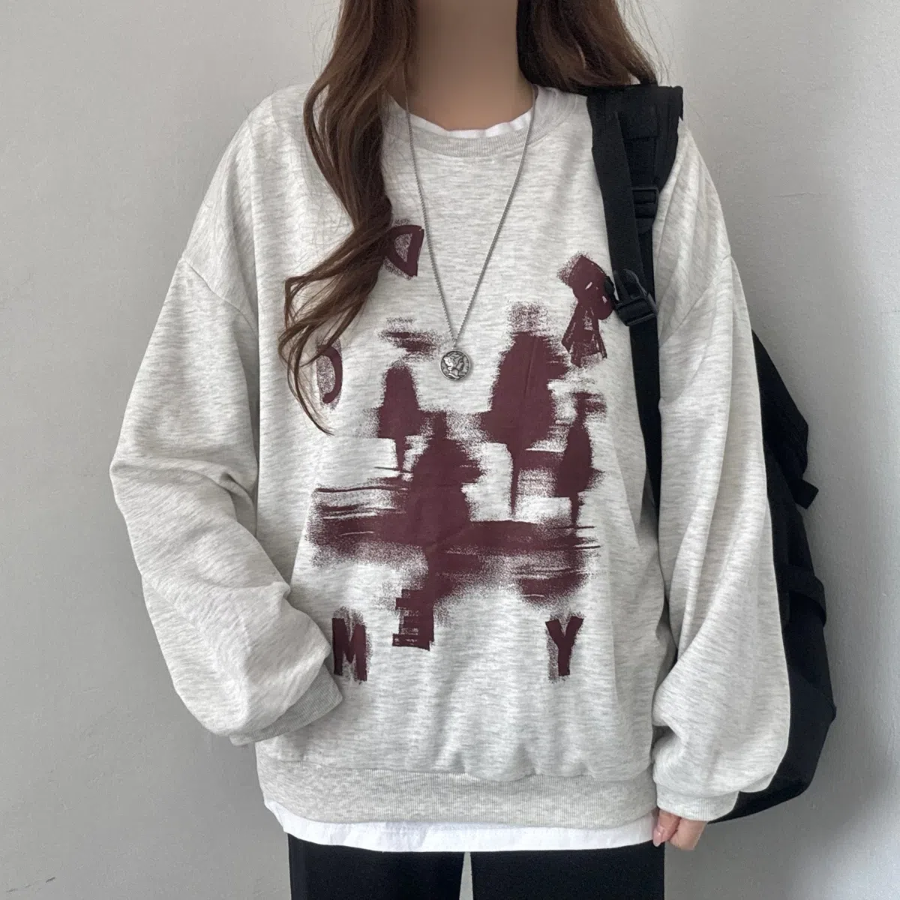Painting Print Loose Fit Sweatshirt