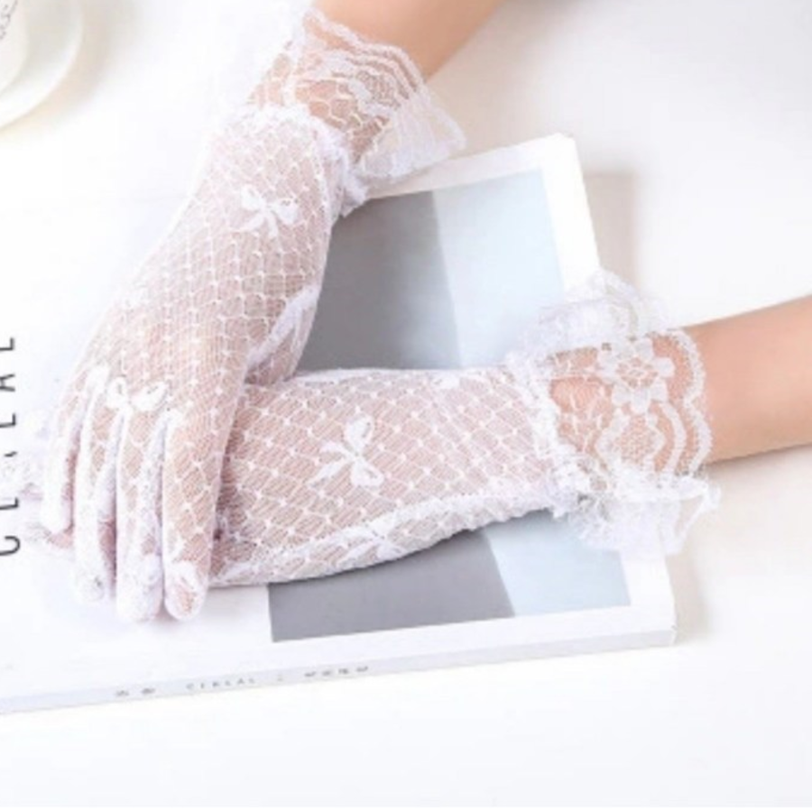Женские Перчатки с Клетчатым Принтом, Кружевом и Бантом — элегантная защита от солнца для повседневной носки и офиса